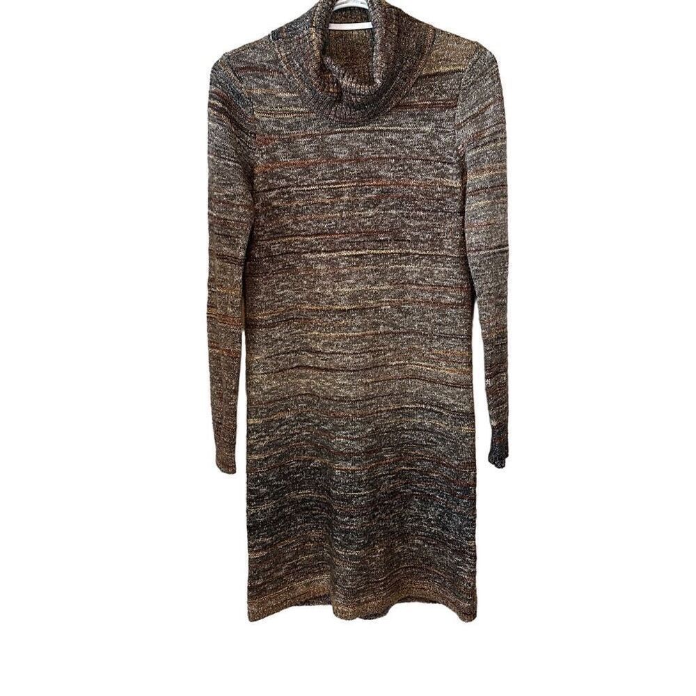 Aventura Womens Brown Orange Striped Sweater Dress XS